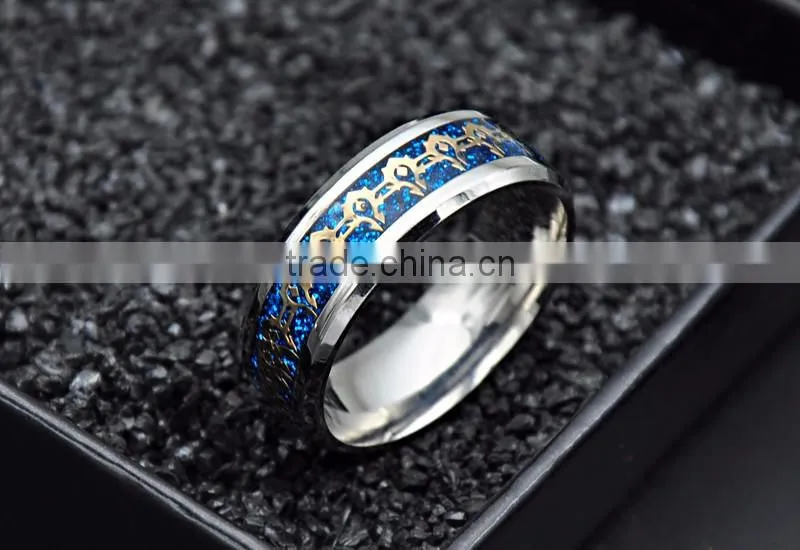 2016 Silver Wedding Band Jewelry Unique Pattern Stainless Steel Polished Rings for Mens