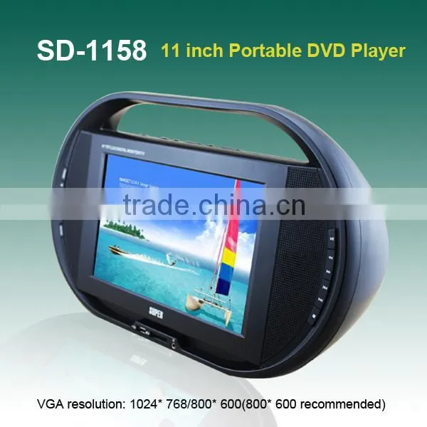 11" inch Portable DVD player Compatible with DVD, DVD-RW, VCD,CD-R, CD-RW, MP3, MP4 JPEG(DRVX)