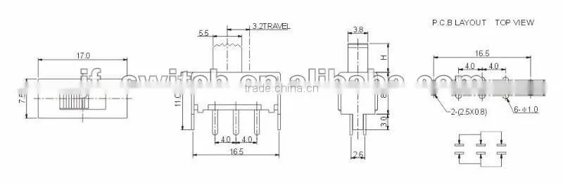 dpdt toggle switch SS-22F06(2P2T)