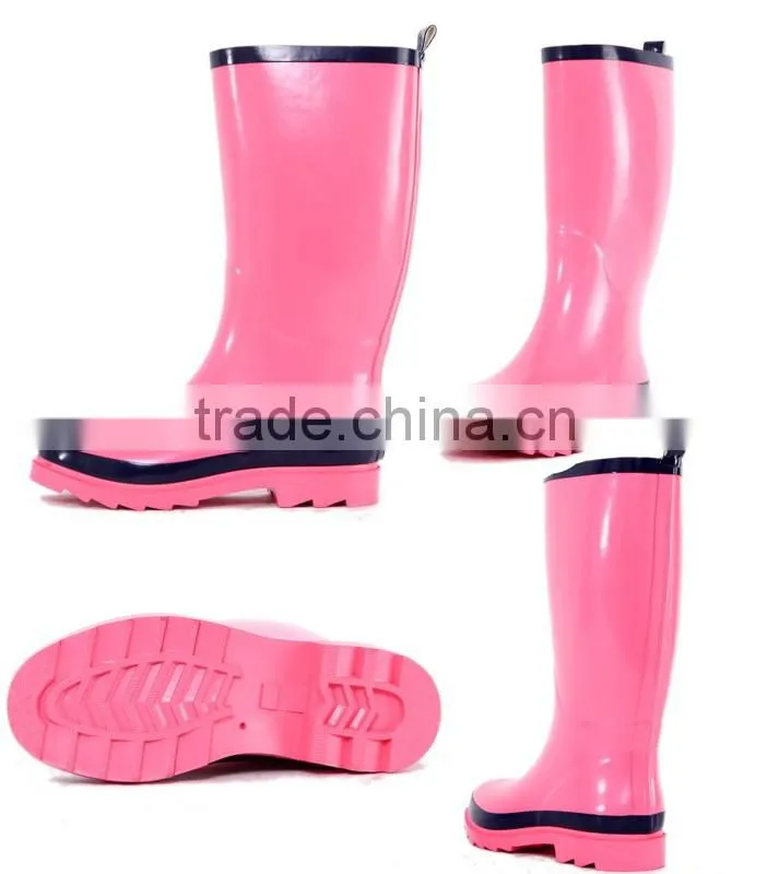 High Quality Pink Solid Color Waterproof Rain Boots For Girls