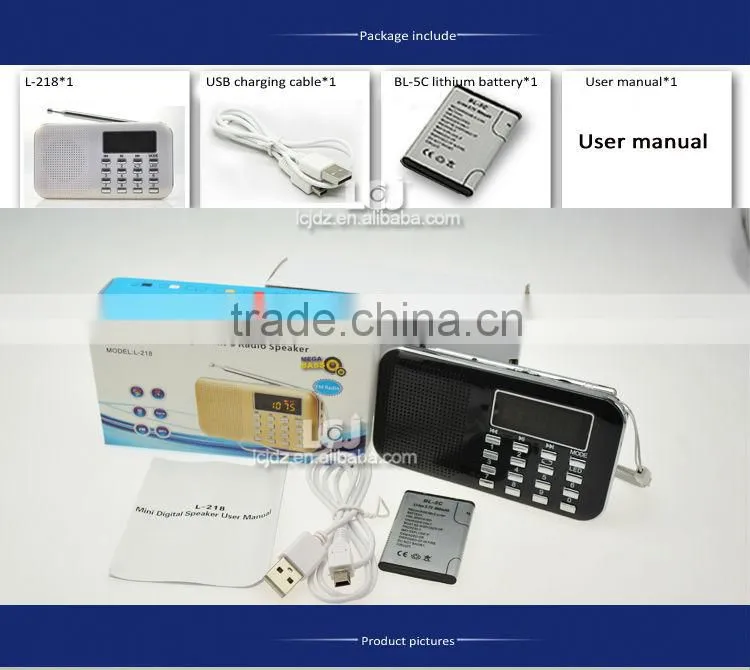 L-218 manual for mini digital speaker,fm radio mini digital speaker
