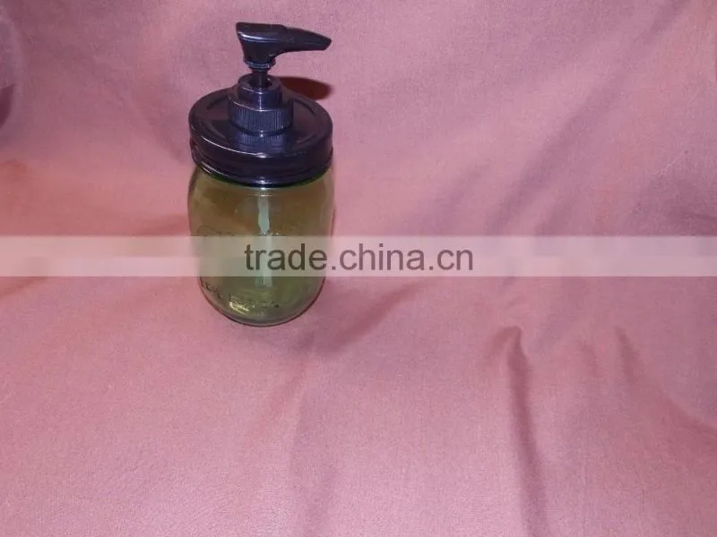 Vintage Mason Jar Soap Dispenser with antiqued black lid & pump