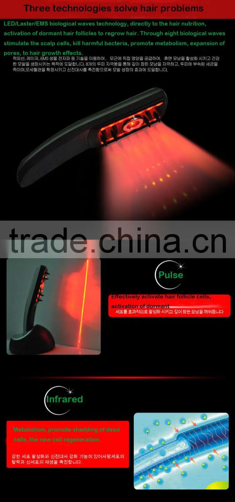 Home Use Hair Growth Hair Care Laser Comb factory price