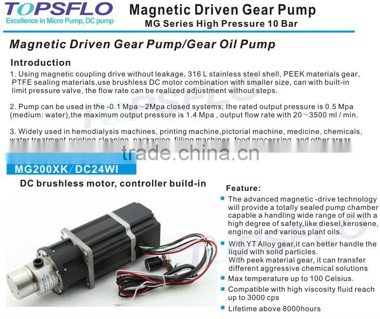 High Pressure DC Brushless Magnetic Drive Pump for Cold box core shooter machines