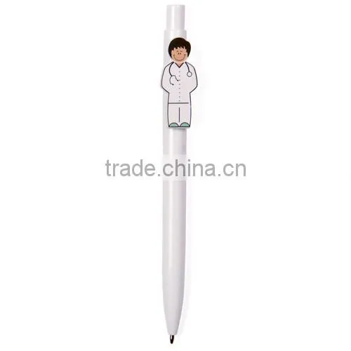 Best selling funny plastic ball pen with professions dolls