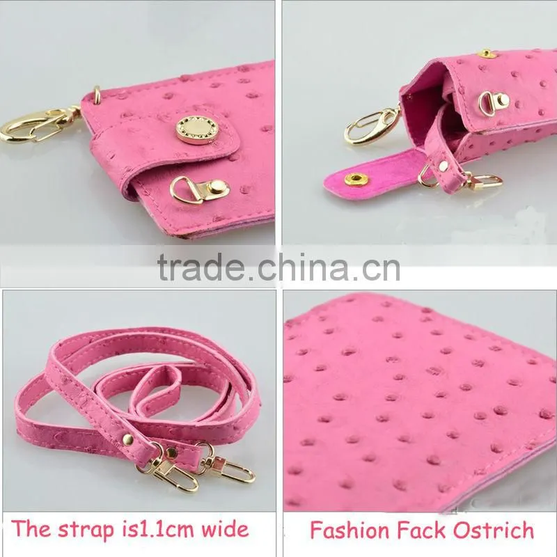 Cell phone bag with strap, leather cell phone bag