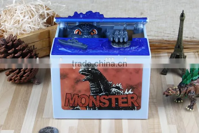 Latest Arrival Music Fancy Godzilla Stealing Money Piggy Bank, Electric Decorative Novelty Monster Coin Bank For Kids