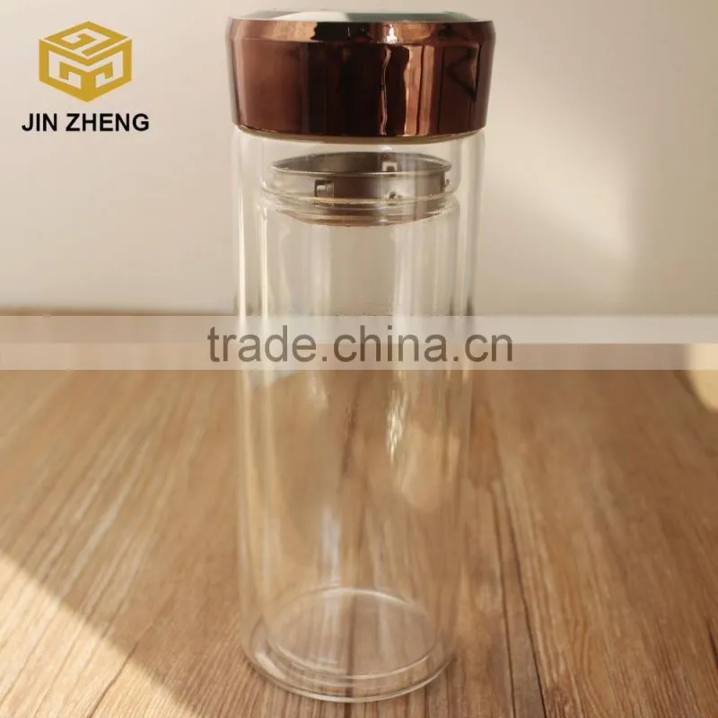 300ML BPA Free Glass Sport Water Bottle High Quality Cheap Promotion Tea Pot With Strainer
