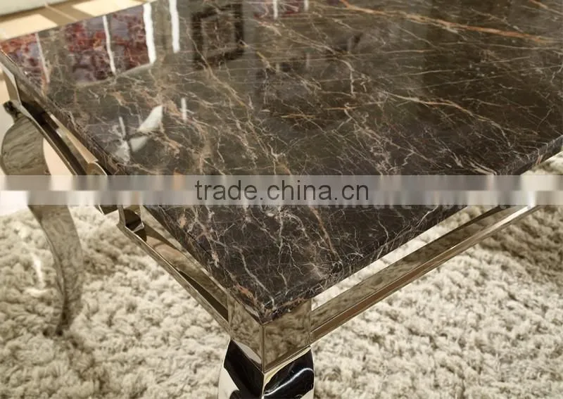 luxury 6 seaters stainless steel dining table set