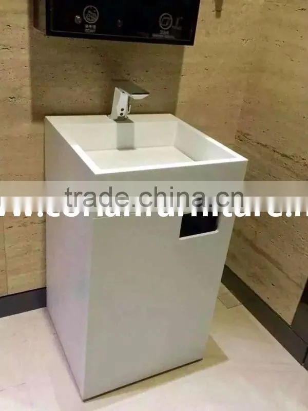 One piece shaped Corian free standing basin