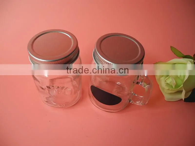 small handling screw cap sealing glass mason jar with blackborad