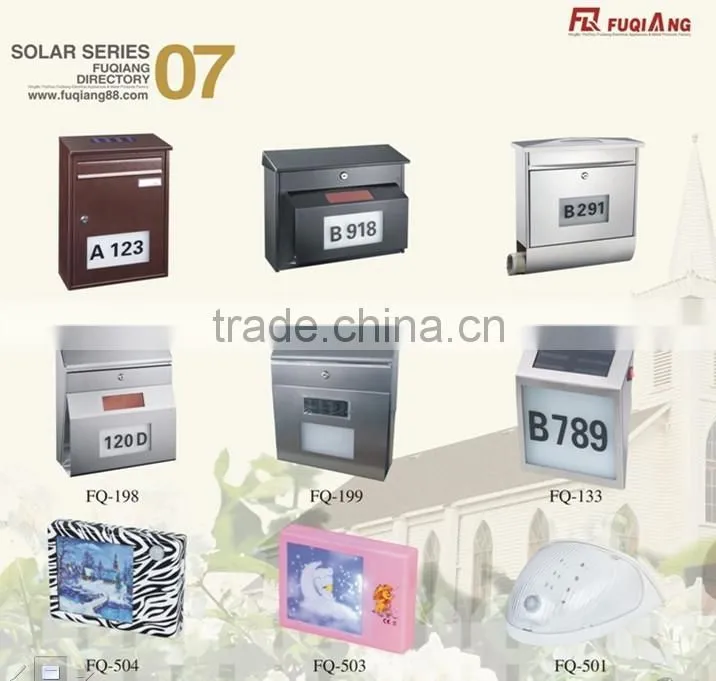 FQ-198 Modern house numbers light address numbers wall mounted stainless steel mailbox
