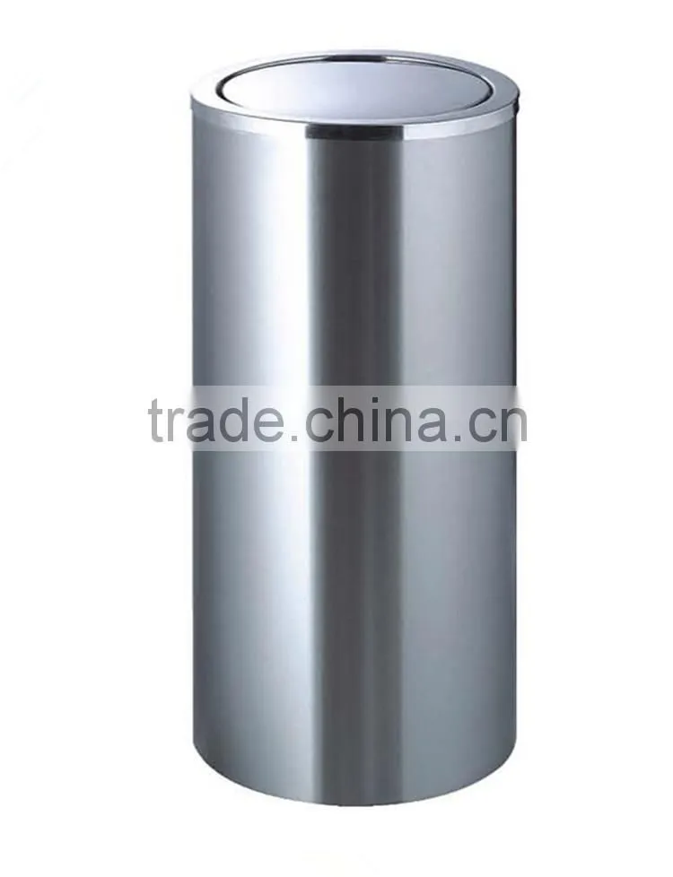 Round metal trash can with ashtray BY-63