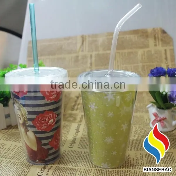 hot sale paper insert 16oz plastic tumbler double wall drinking mug
