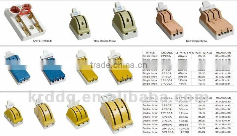 single throw ceramic/porcelain fuse type power knife switch 2P 3P