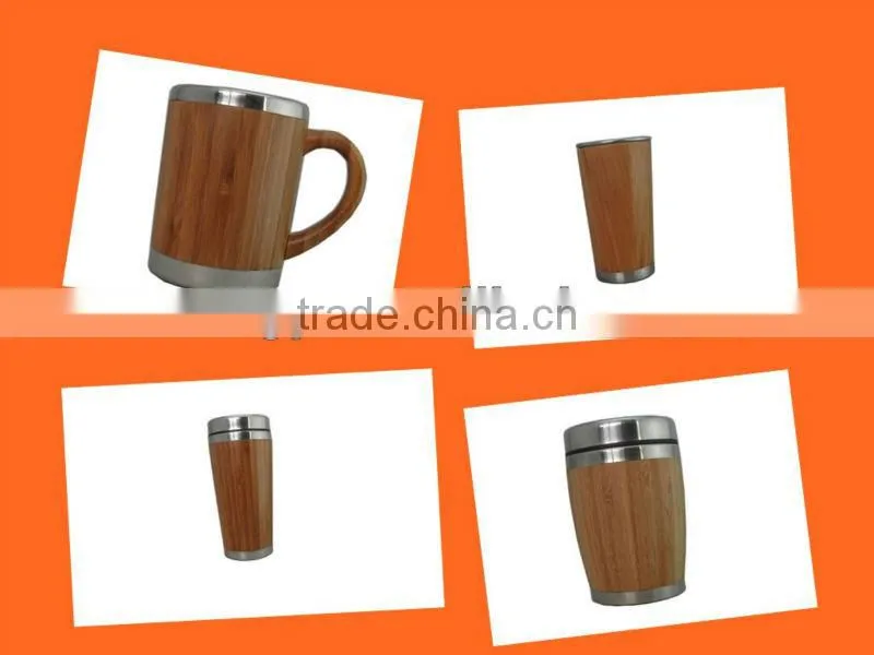 PBA free inner stainless steel outer bamboo mug/cup