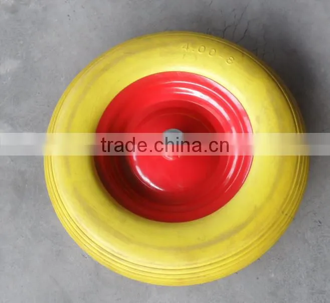 solid rubber powder wb6400 15"x3"" model wheel with solid axle good quality spoke rim