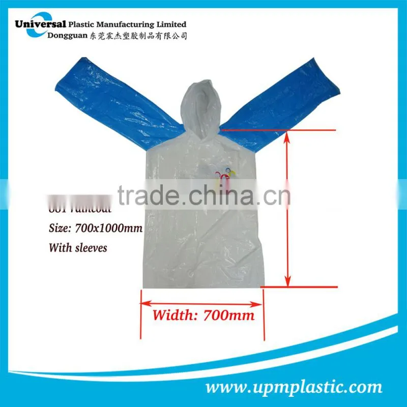 Emergency one time use waterproof PE rain capes