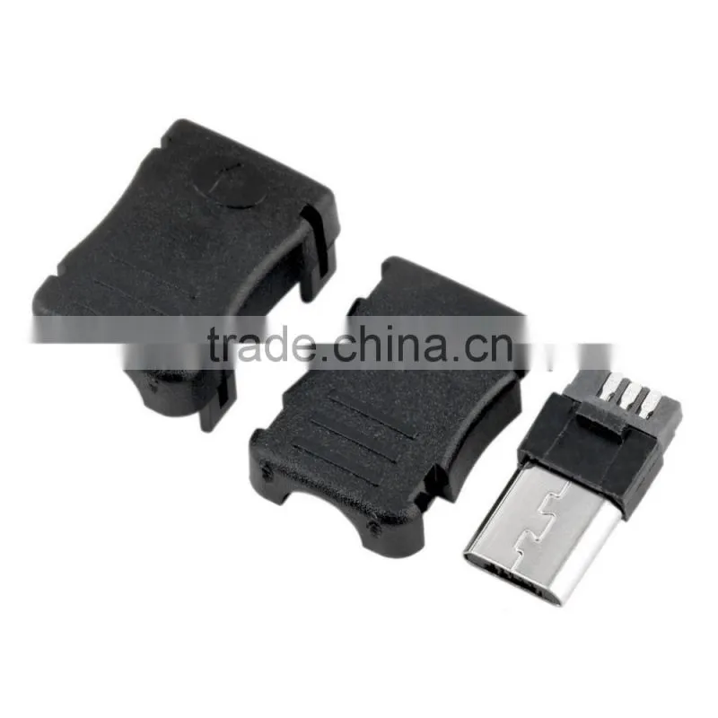 10pcs Worldwide 5 Pin T Port Male Micro USB Plug Socket Connector + Plastic Cover for DIY