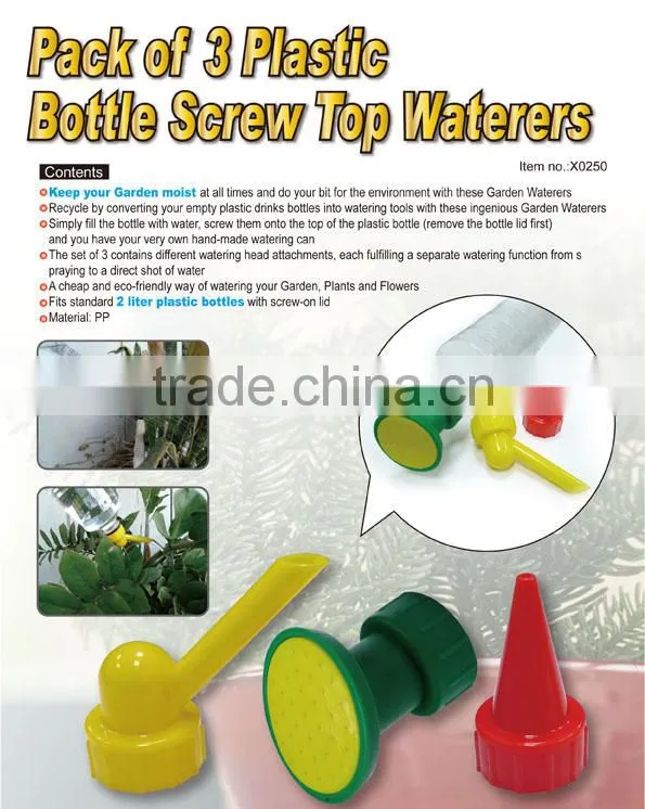 Pack of 3 Plastic Bottle Screw Top Waterers