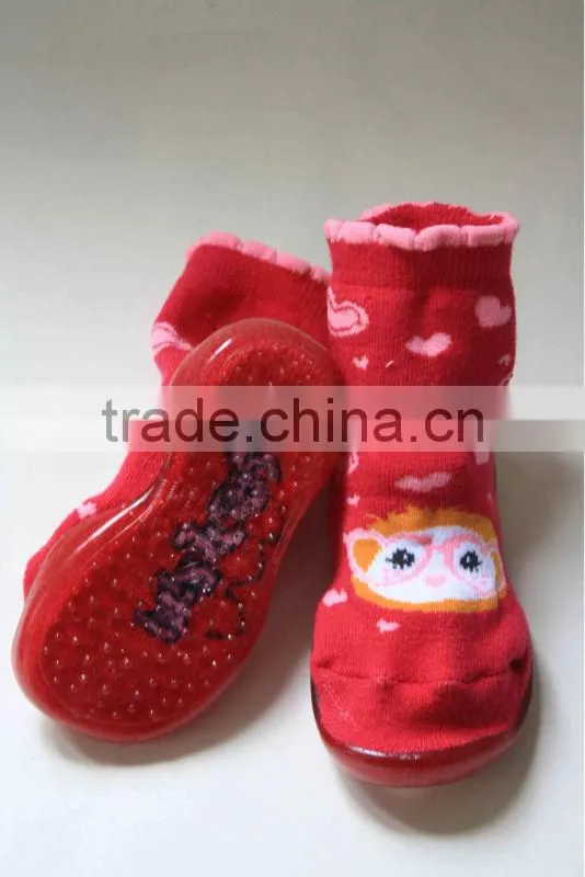 Custom cotton rubber sole baby shoe socks