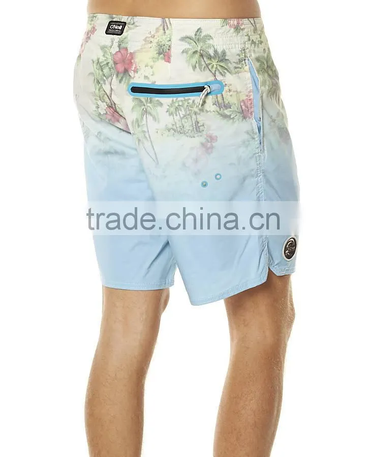 2015 new design 100% cotton mens printed shorts mens swim short beach style blue color fashion mens shorts