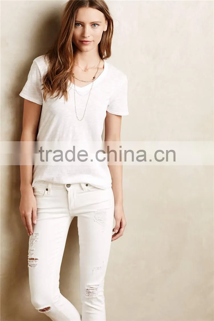 wholesale blank white t shirt below $1,100 polyester v neck t shirt