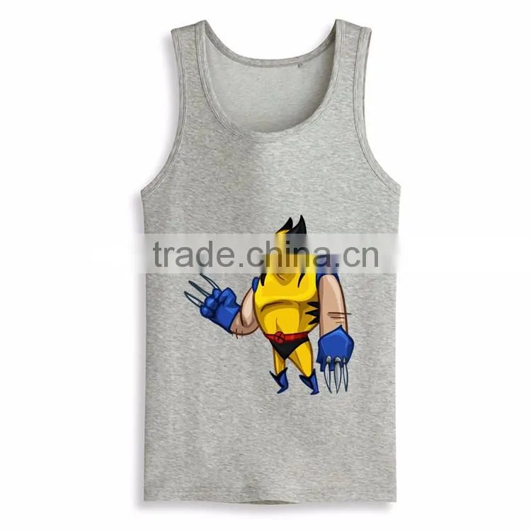 Fashion Latest Design Print Bulk Mens Sleeveless Tank Top Tee White T-shirts