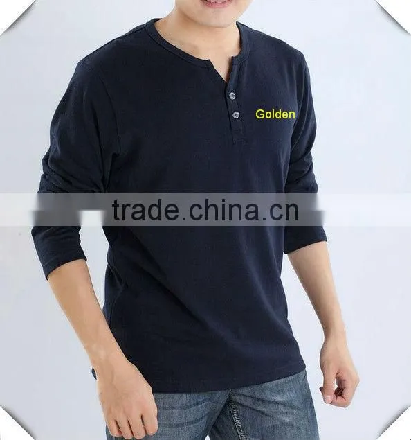 Long sleeve men's cotton emboridery tshirts 201316