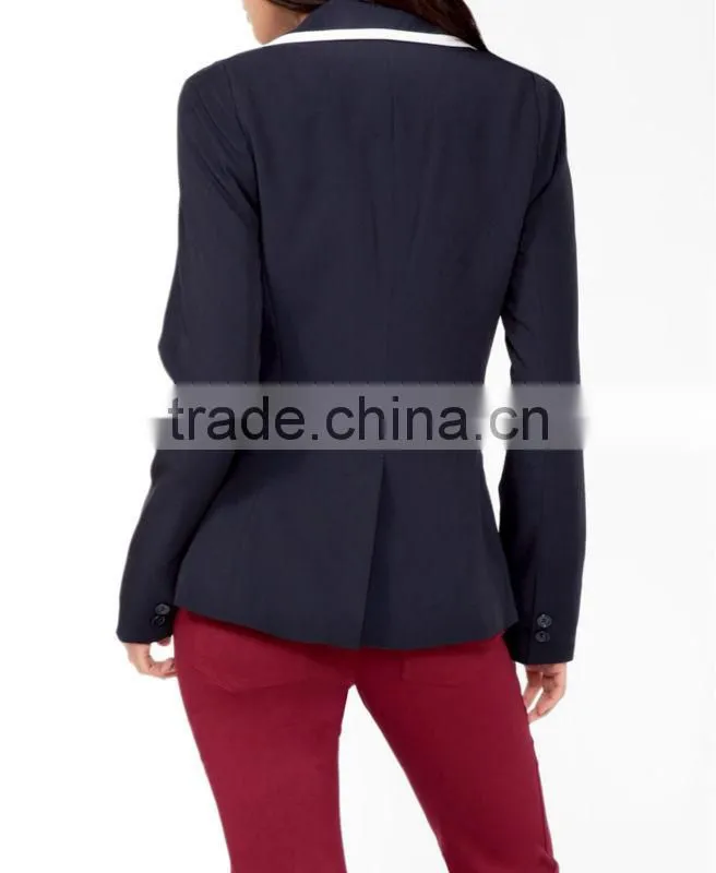 Contrast Single Button Blazer
