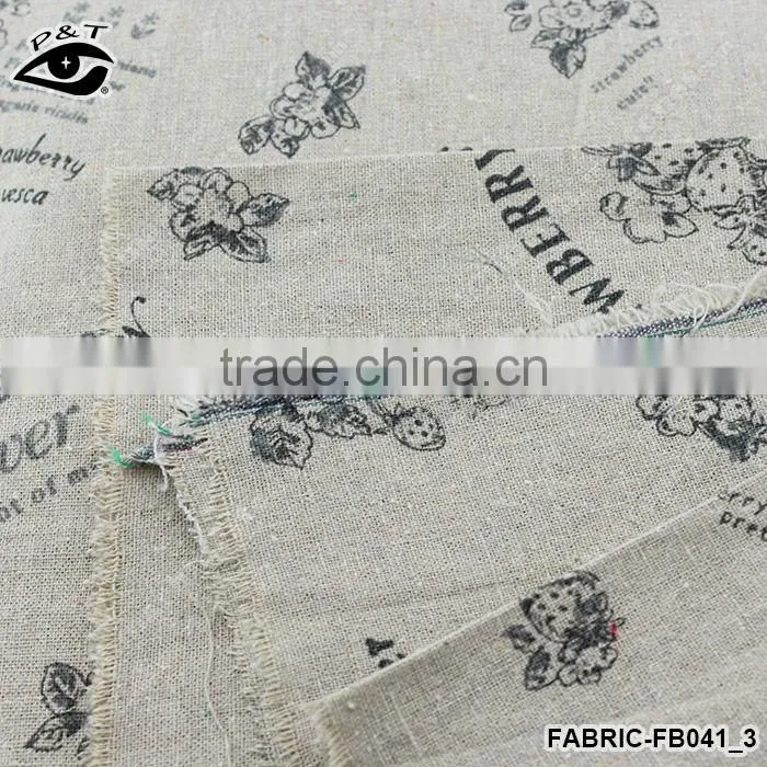 100% Linen Fabri Cotton Fabric for Home Textile Curtain fabric Flower Letters Printed Fabric