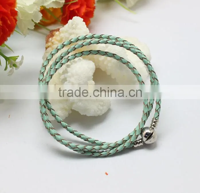 Unique New Plain Braided Leather Cord DIY Clasp Bracelet Leather Jewelry, Accessories for Beads Bracelet Jewelry