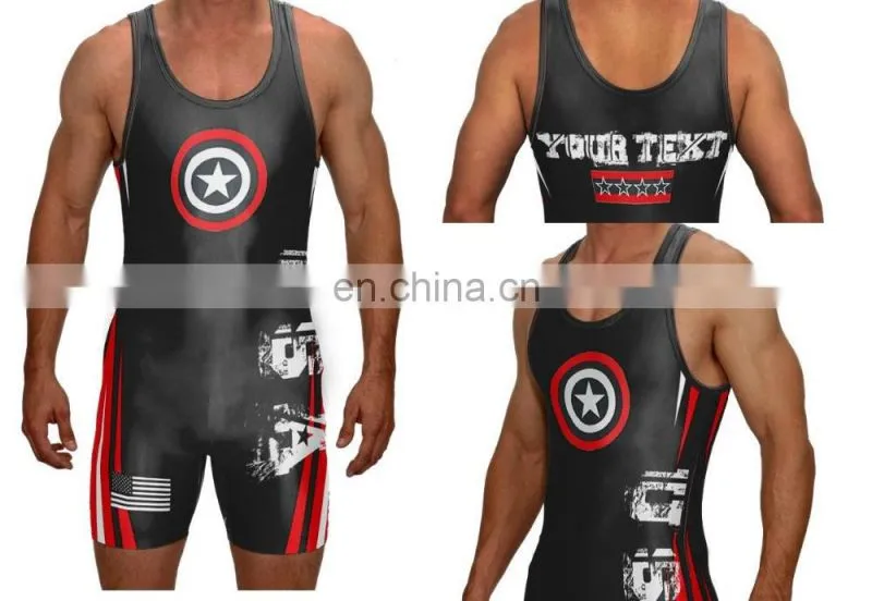sublimated black plus size wrestling singlets