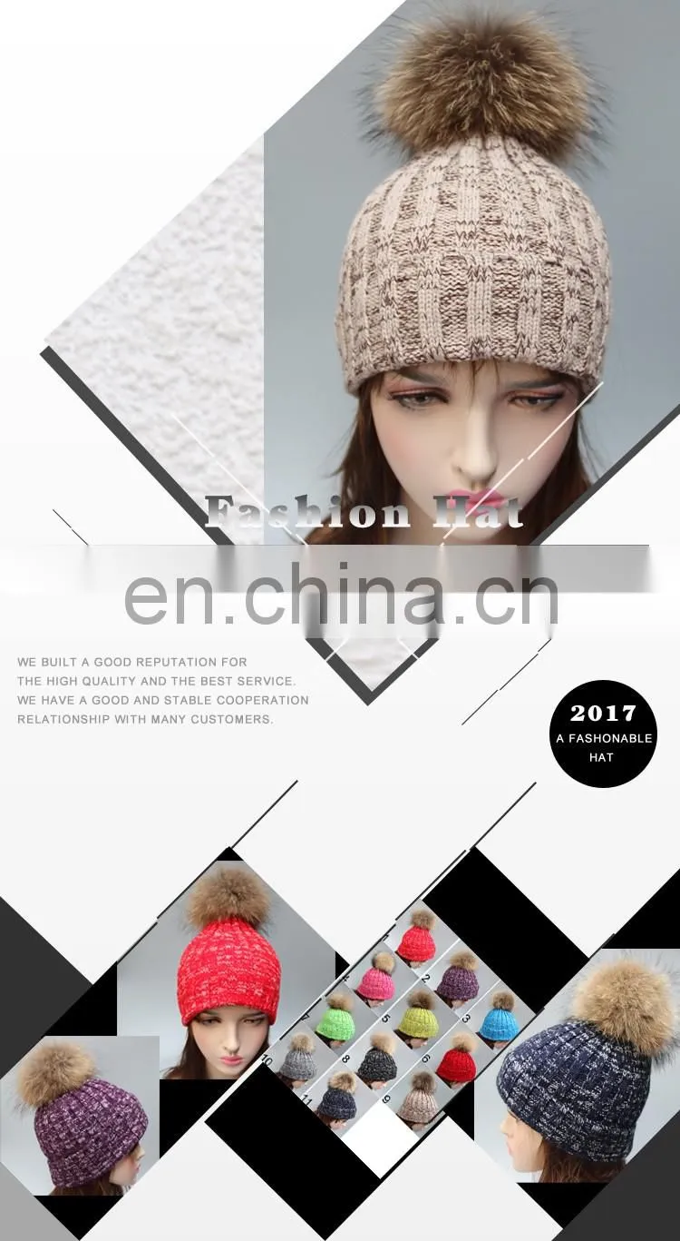 Fashion pattern pompon hat with lurex acrylic knitting hat with pompon