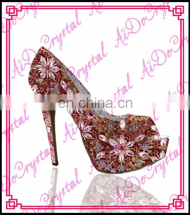 Aidocrystal Classic flower pattern women pumps high heels peep toe sandals