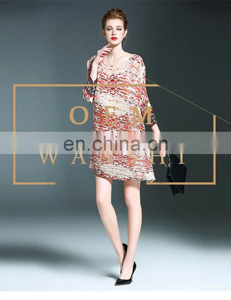 Prints floral fashion china dress for women summer pleats issey design
