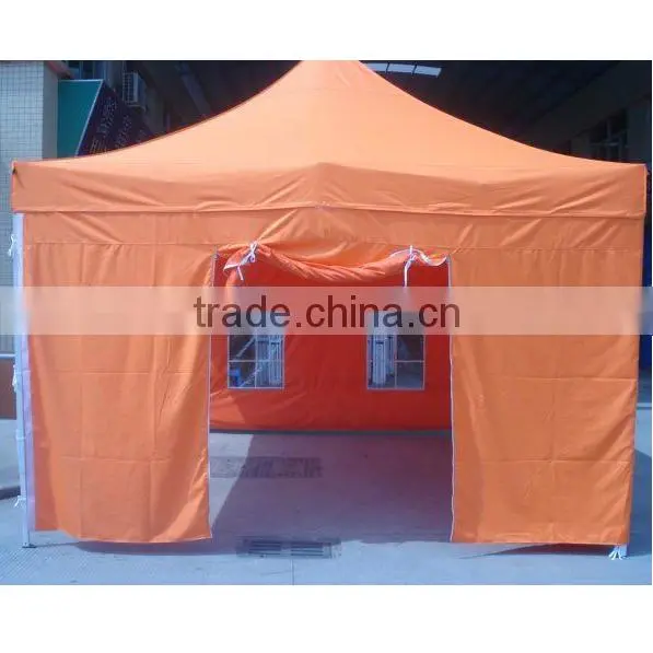 Aluminum Pop Up Tent 4x4m ( 13ft X 13 ft) with Orange Canopy & Valance(Unprinted), 4 full walls with windows & door