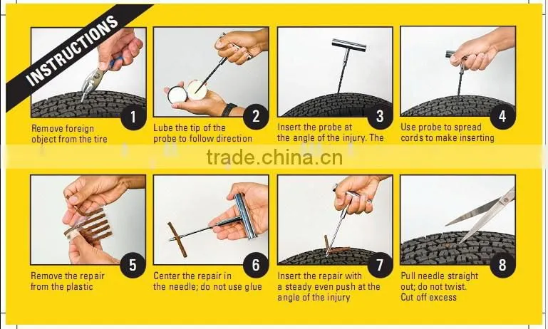 Tyre repair kit for tubeless tires for Car vehicles wheelbar Puncture Plug Tire