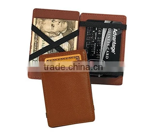 2016 real leather wholesale fashion custom magic wallet