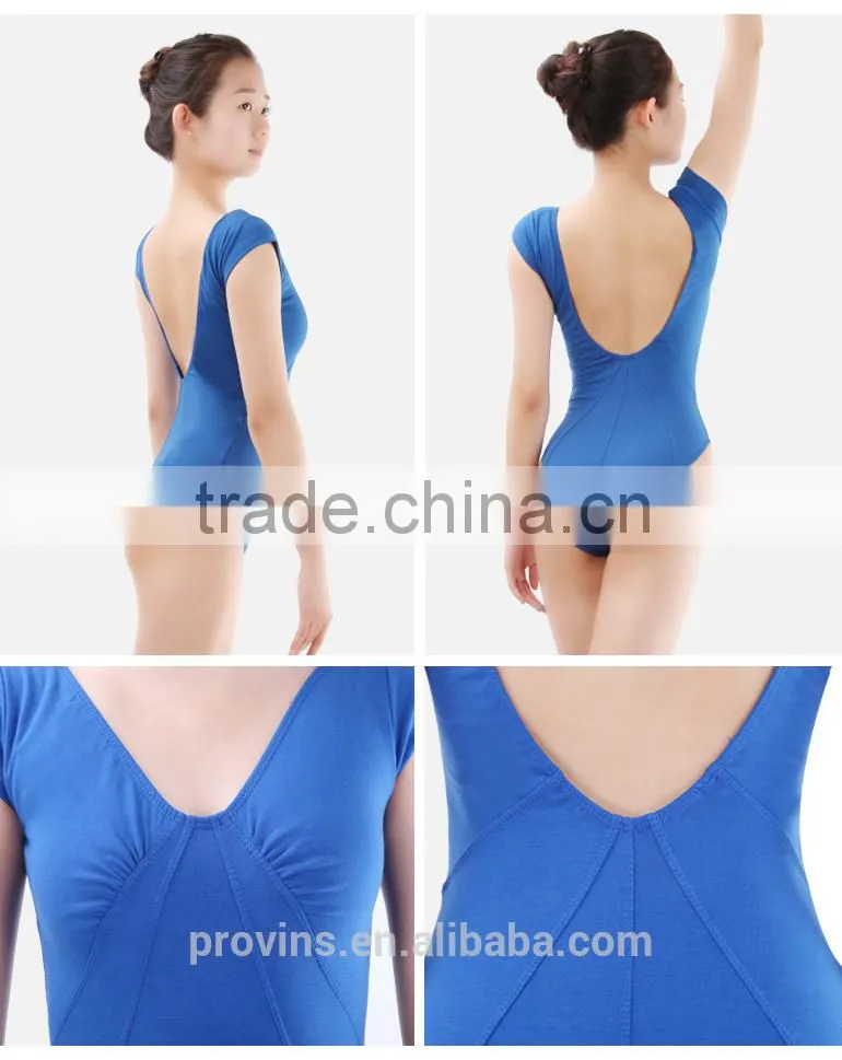 Short Sleeve Gymnastics Leotard, Gymnastic Leotards for Girls, Cotton Spandex Gymnastics Leotards