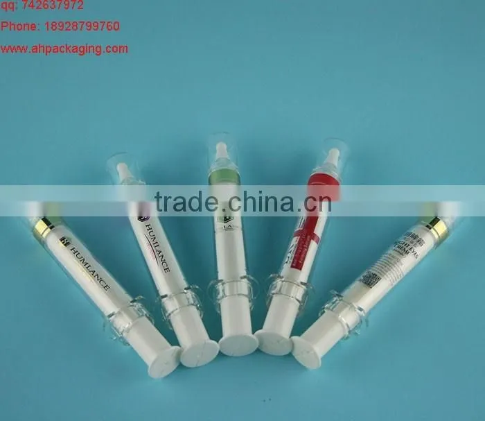 Hot sale 10ml PC airless pump bottles, syringe cream bottle
