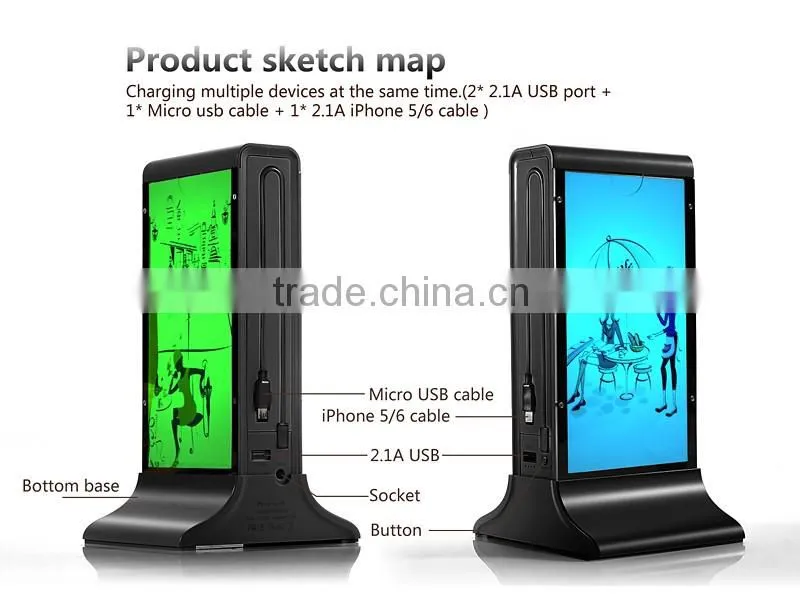 Restaurant or coffee shop menu 50000mah power bank with LED light