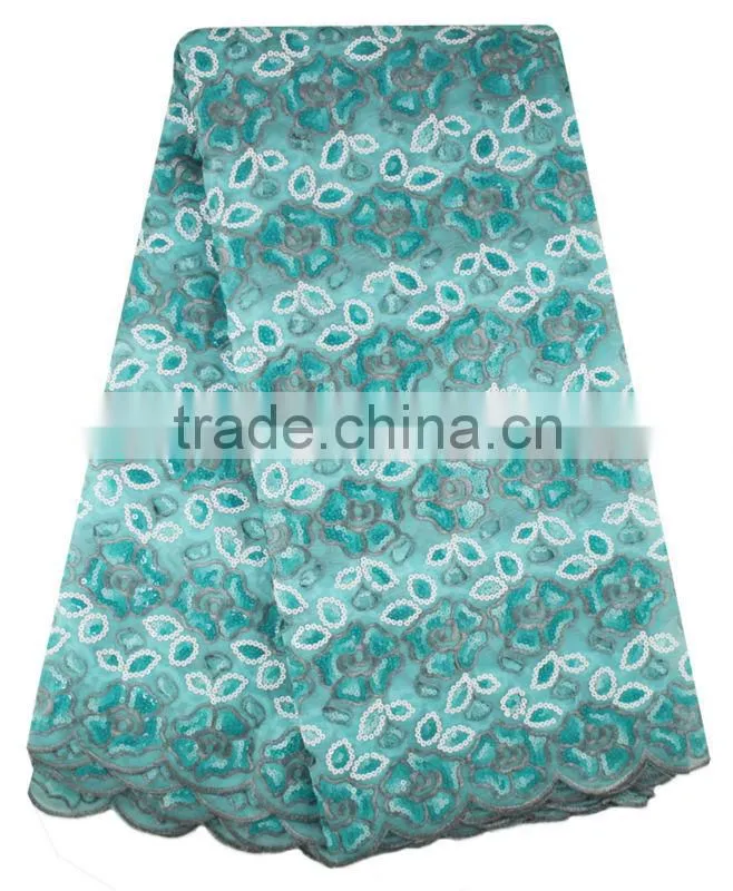 Mitaloo MOG0193 Green Net Organza Lace Double Lace African Organza Lace With Sequins