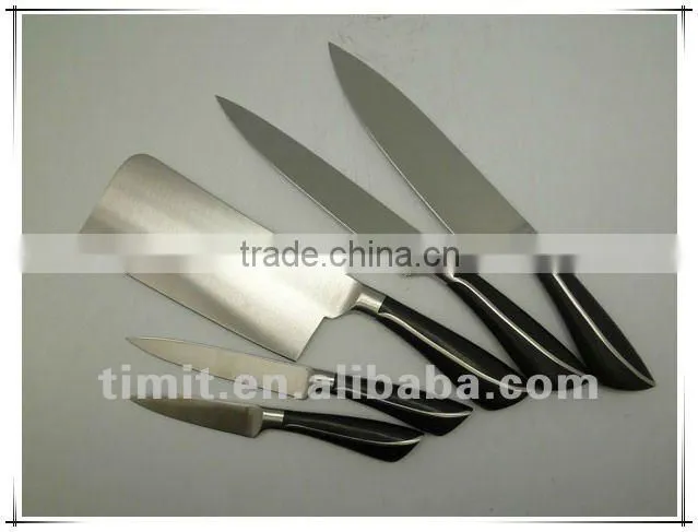 8pcs stainless steel solid handle good quality with block kitchen knife
