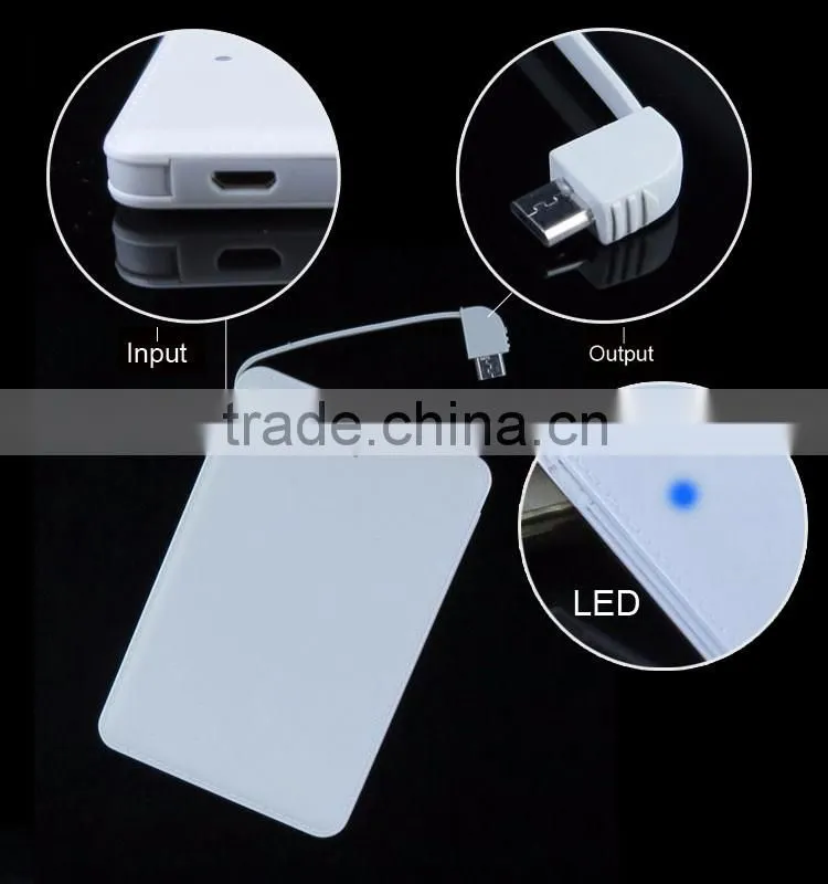 Most popular Fashion Portable 2500mAh credit card power bank for Andorid/IOS