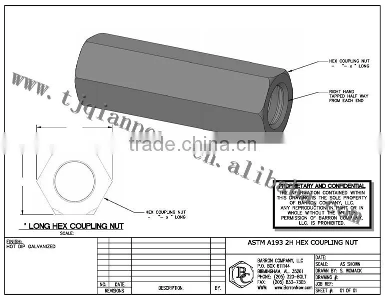L-NNSQ2502072A-A01Factory price Hex Coupling Nut