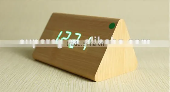 Brand New design style Digital LED Black Wooden Wood Desk Alarm Brown Clock Voice Control reloj despertador