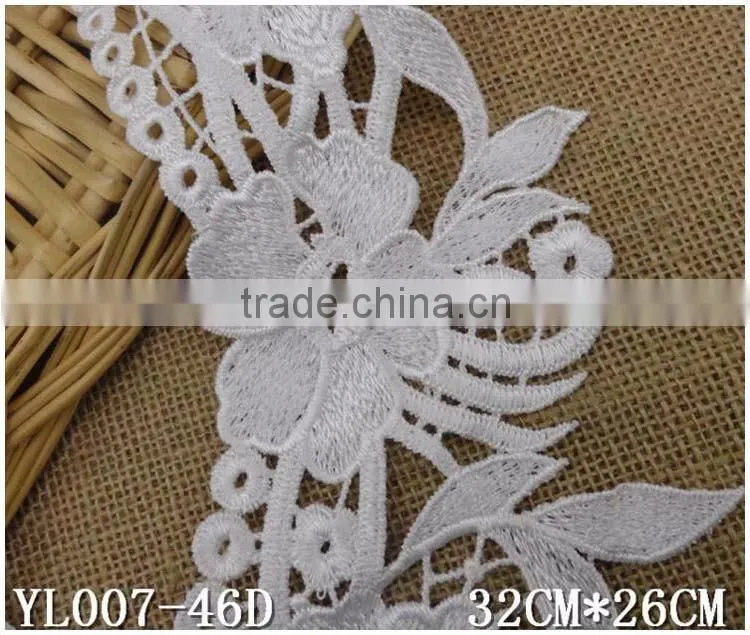 Factory Cheap 32cm*26cm Water Suloble Floral Nylon Big Flower Embroidery DIY Lace Collar Neck Fabric