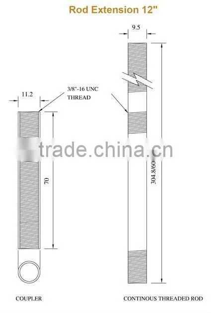 Thread Rod Extension for Vertical Rod Panic Exit Bar Device