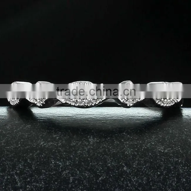 Fashion Design White Round CZ In Copper Alloy Ring Rhombus Connecting Ring